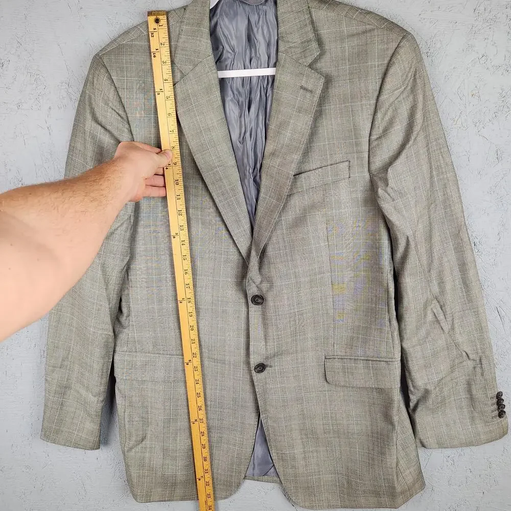 Lauren Ralph Lauren Blazer Mens 42L Gray Glen Plaid Slim Fit Wool Sport Coat